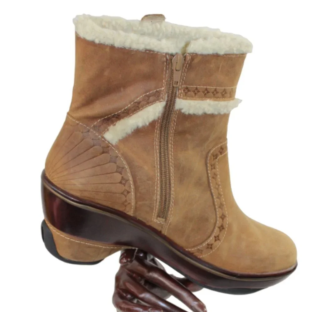 Jambu Valencia Tribal Embossed Suede Sport Wedge Boots Size 11